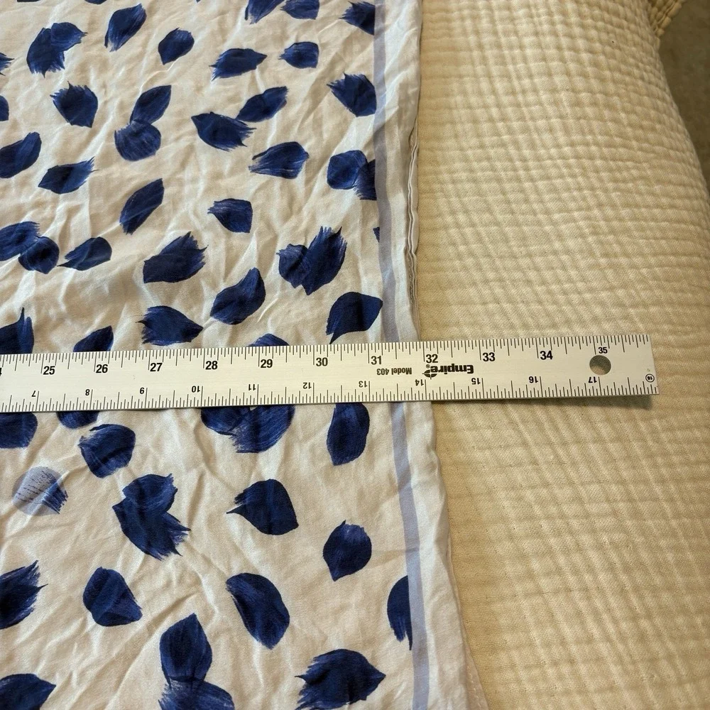 Scoop 100% Silk Scarf Square Blue White Coastal Vacation Resort Cruise